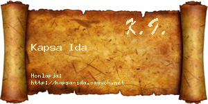 Kapsa Ida névjegykártya